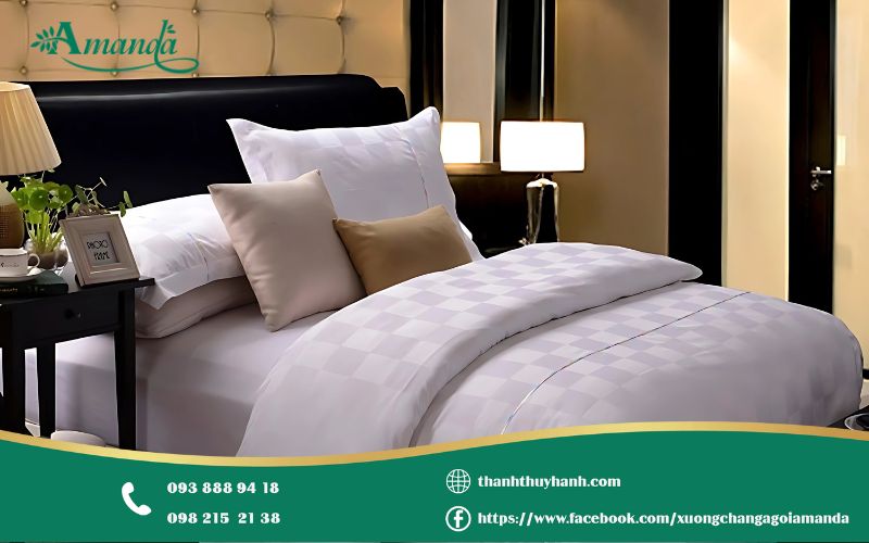 Chất liệu để may chăn ga gối khách sạn tại Amanda