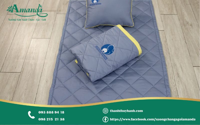 Bộ mền gối học sinh màu xám