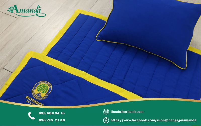 Bộ mền gối học sinh màu xanh dương đẹp 