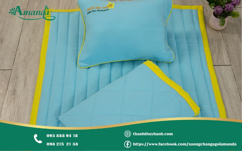 Trọn bộ mền gối học sinh màu xanh ngọc