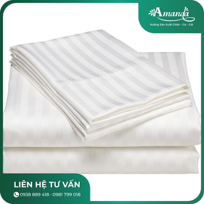 Bộ Ga Bọc Nệm Khách Sạn CVC T300 Trắng Sọc)