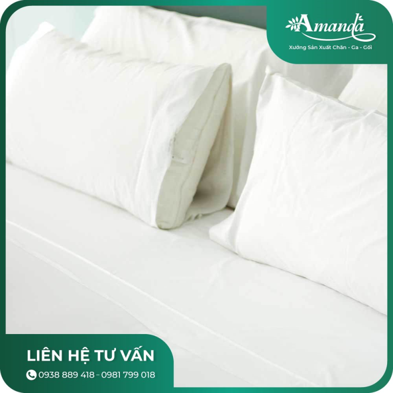 Bộ Chăn Ga Gối Khách Sạn T400 Trắng Trơn)