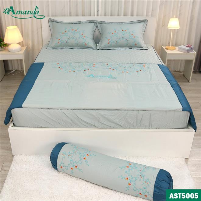 Set Chăn Ga Cotton Lụa Satin Thêu Cao Cấp